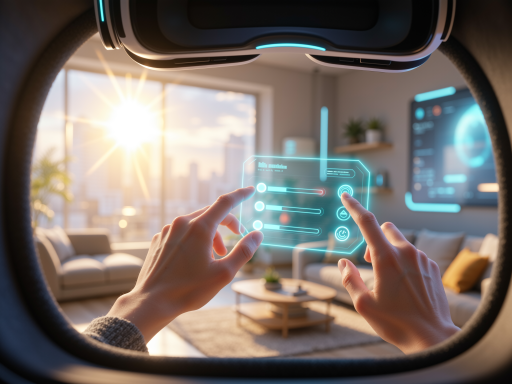 未来科技概念图，显示虚拟现实设备和全息投影技术，展示游戏娱乐的未来发展方向